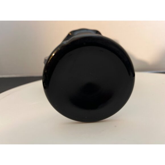 Vintage Black Glass Trophy Vase 2 Handles Round Base Ruffled Top 5 3/4” High - Picture 6 of 7